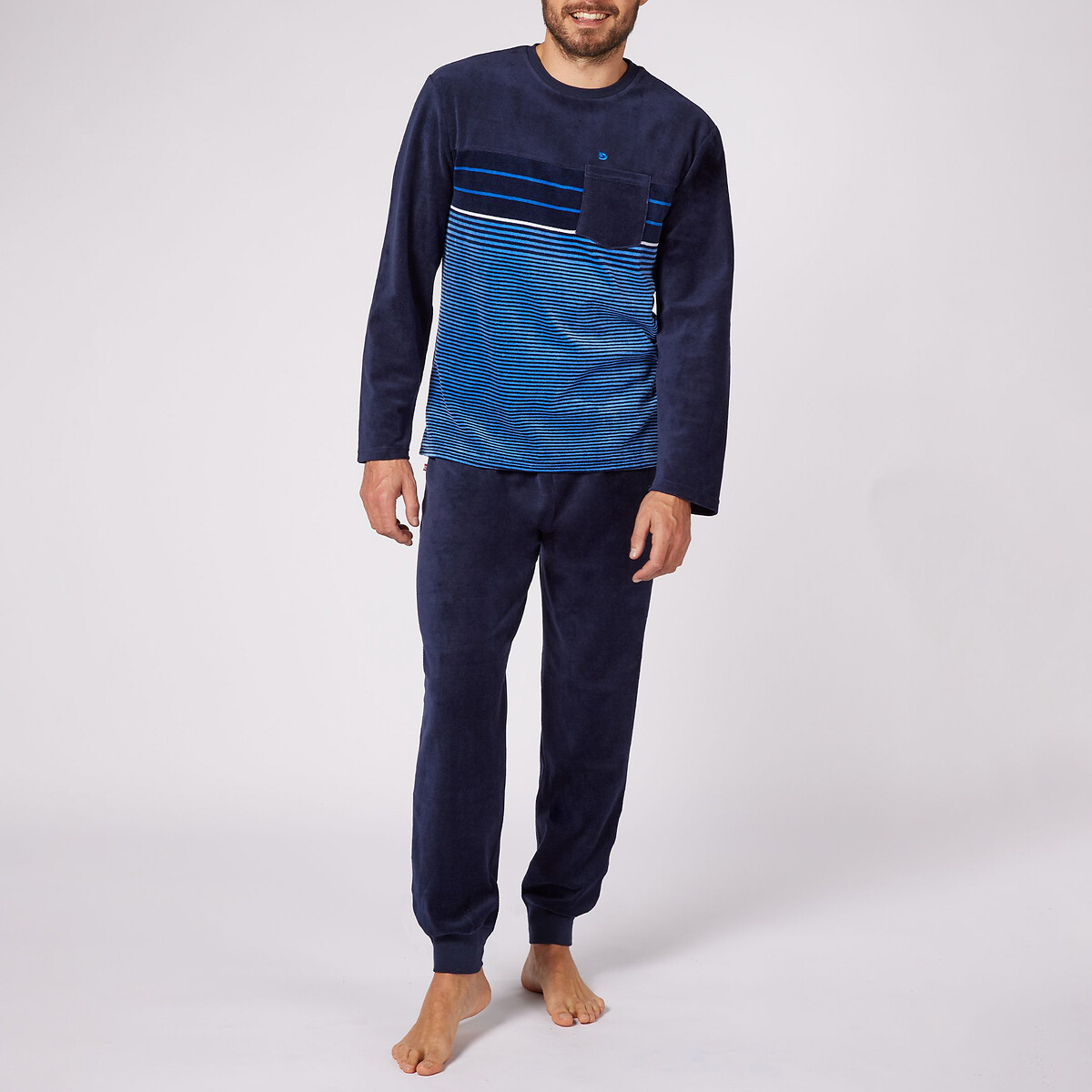 Пижама С верхом в полоску и длинными рукавами Bonjour M синий LaRedoute, размер M