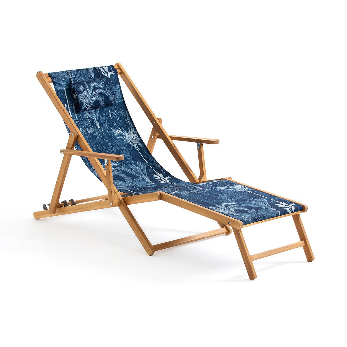 Chaise longue Amezza acacia et toile