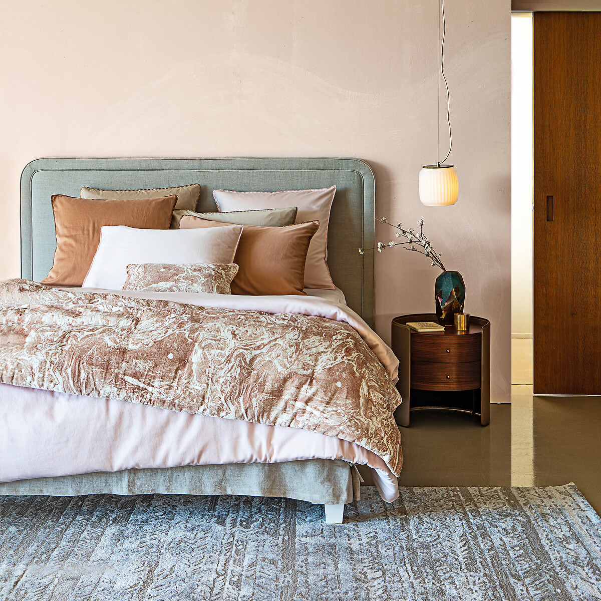 Чехол LaRedoute На подушку из хлопкового велюра Liou 50 x 30 см розовый, размер 50 x 30 см - фото 3