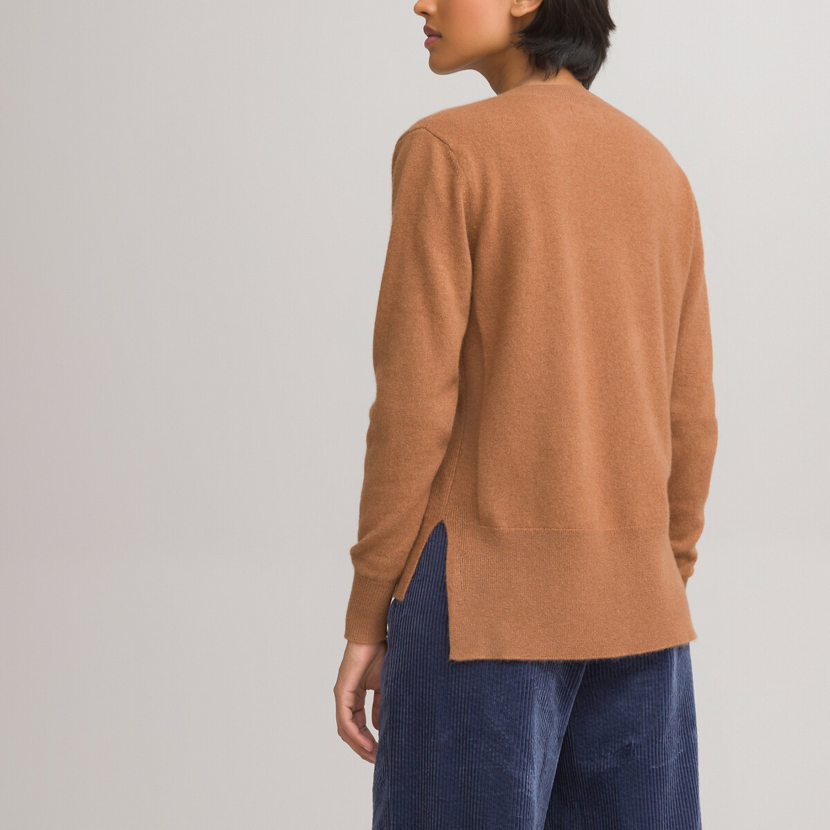 Пуловер LaRedoute С V-образным вырезом из кашемира тонкий трикотаж XXL каштановый, размер XXL - фото 4