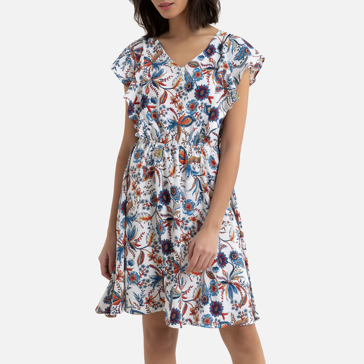 

Платье La Redoute, Зеленый, Короткое расклешенное с цветочным рисунком M зеленый