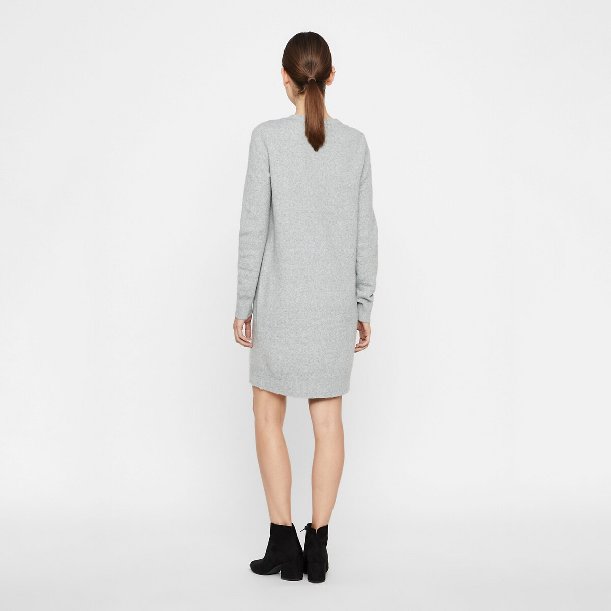 Платье-пуловер короткое круглый вырез прямой покрой  XL серый LaRedoute, размер XL - фото 3