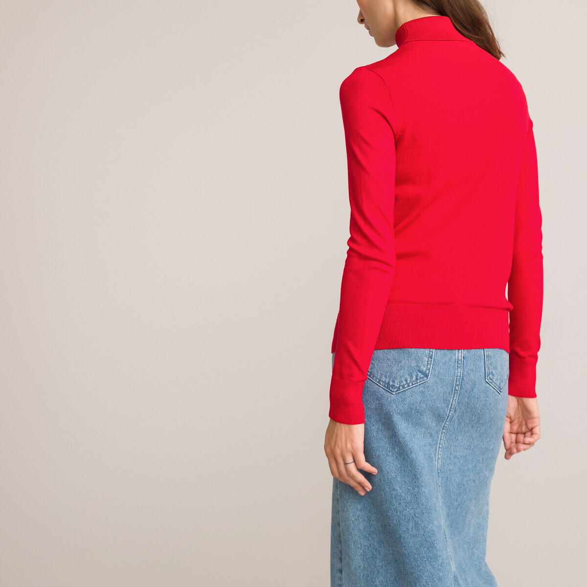 Пуловер Базовый с высоким воротником XS красный LaRedoute, размер XS - фото 4