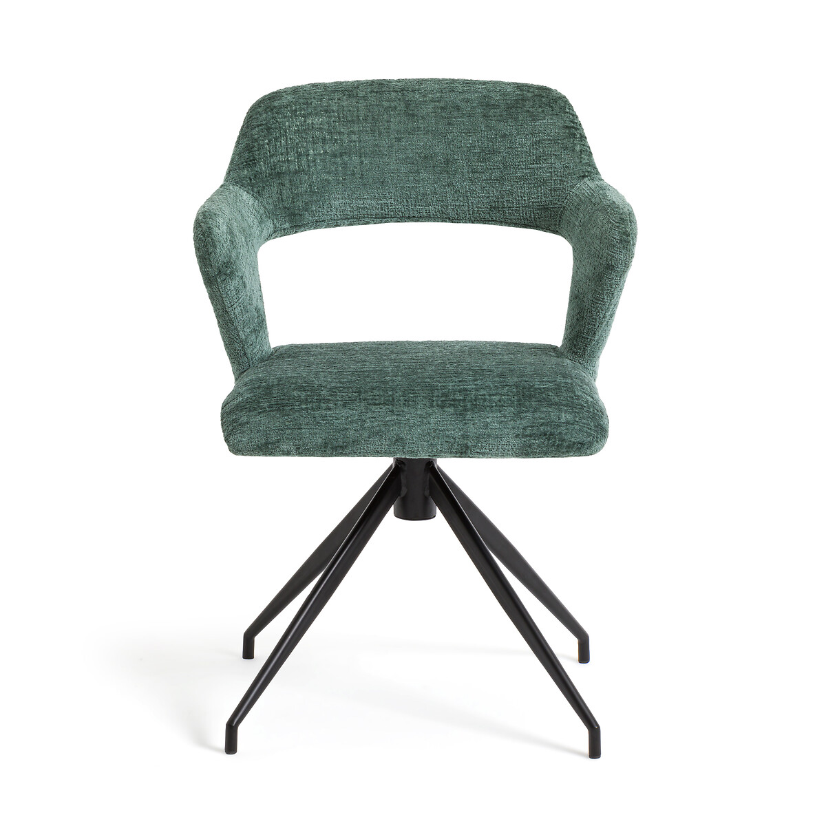 Кресло Обеденное вращающееся с эффектом синели Asyar единый размер зеленый LaRedoute - фото 2