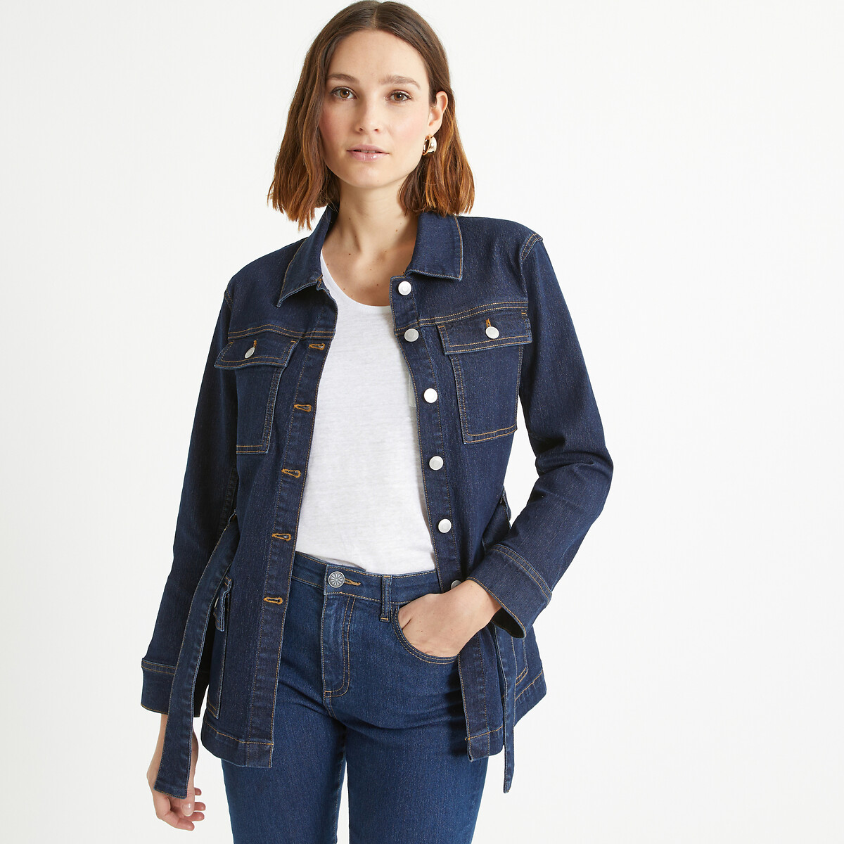 Жакет из джинсовой ткани прямого покроя 48 (FR) - 54 (RUS) синий куртка прямого покроя из джинсовой ткани s синий