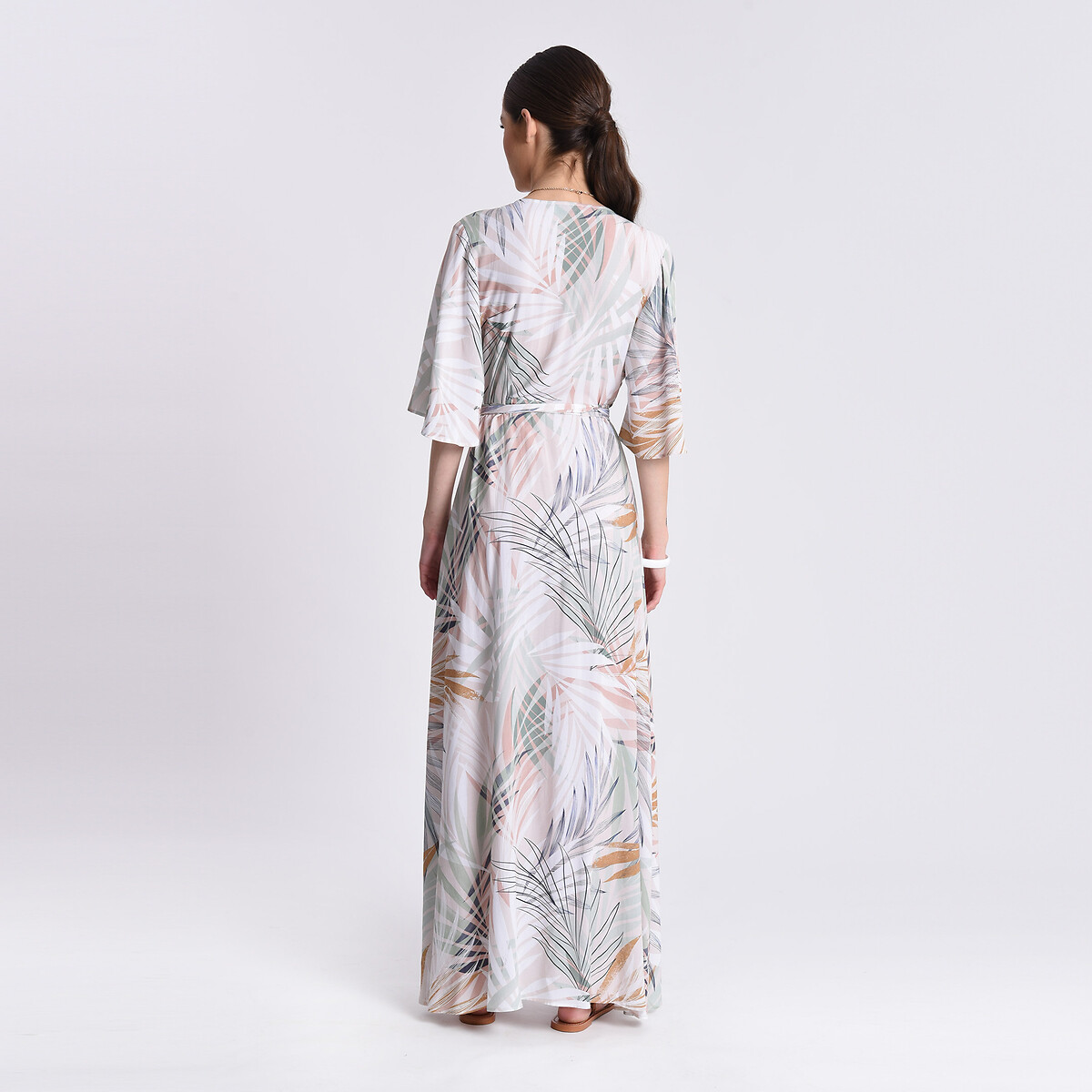 Платье MOLLY BRACKEN Длинное с запахом и растительным принтом XL белый, размер XL - фото 3