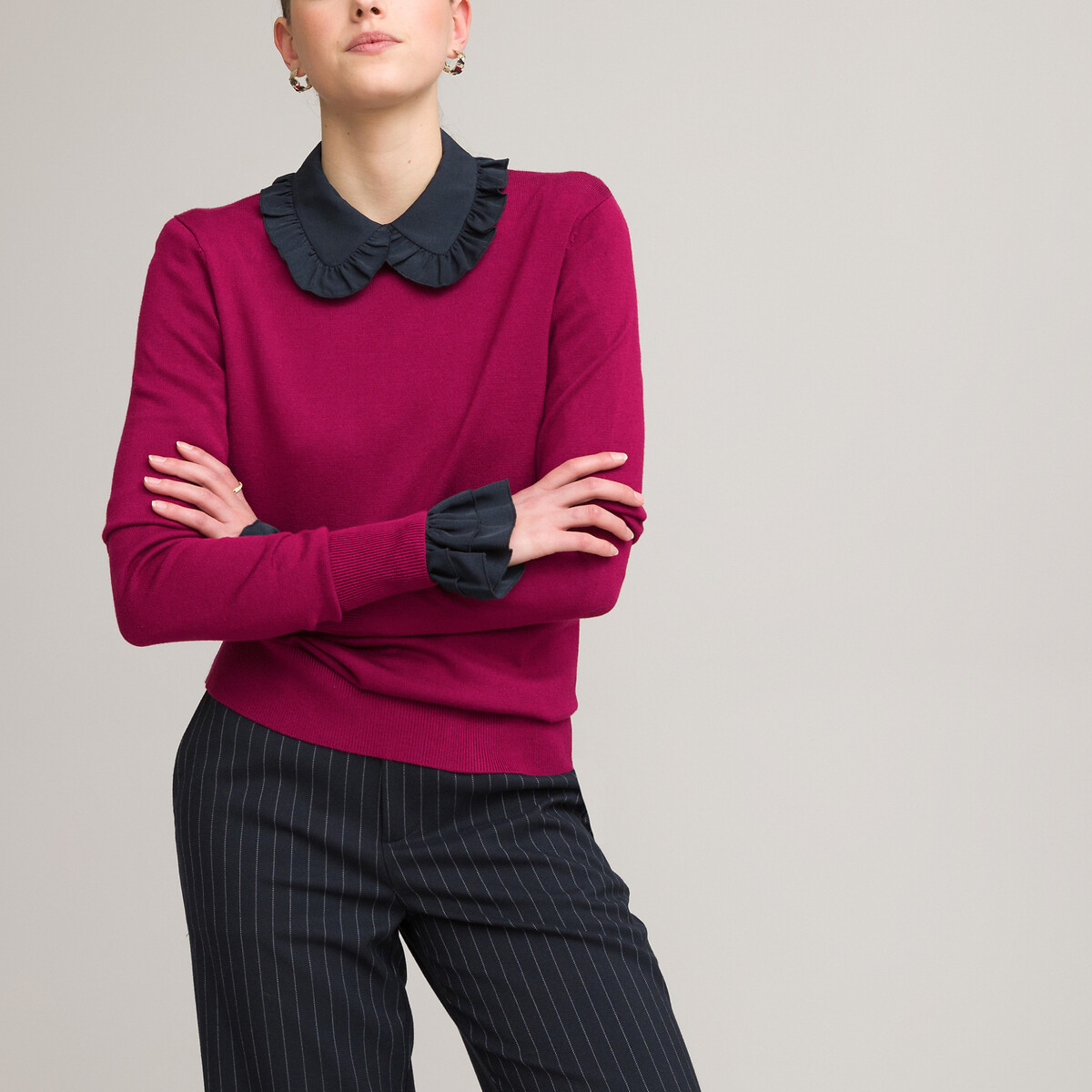 Пуловер LA REDOUTE COLLECTIONS С круглым вырезом базовая модель XL красный, размер XL - фото 3