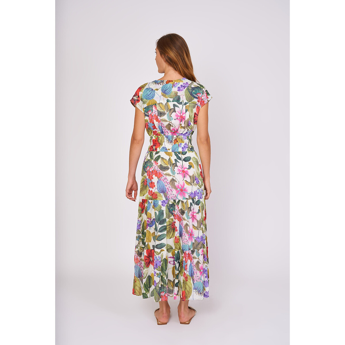 Платье Длинное с цветочным принтом Calvi XL бежевый LaRedoute, размер XL - фото 4