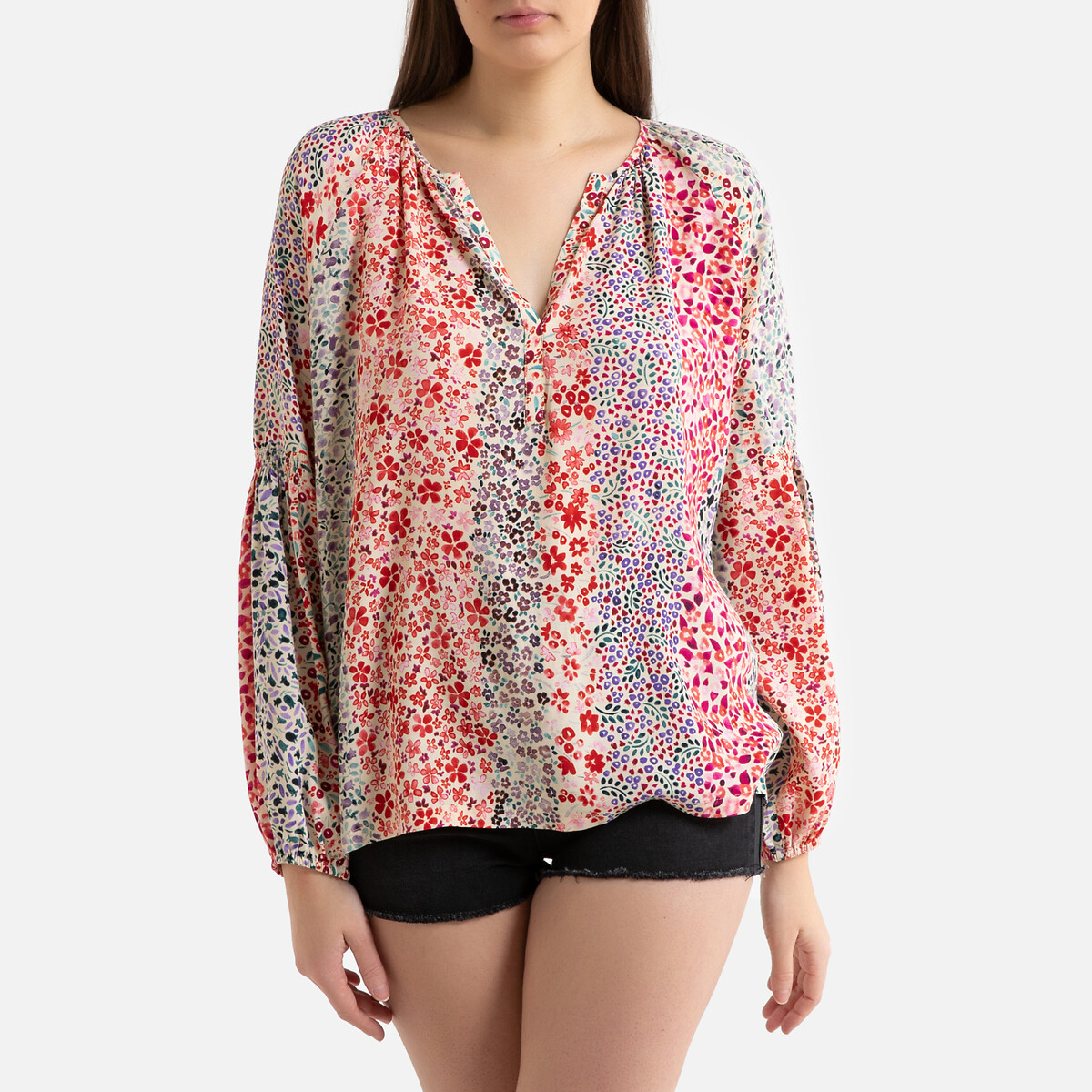 

Блузка La Redoute, Розовый, С разноцветным принтом с длинными рукавами LEMONE 0(XS) розовый