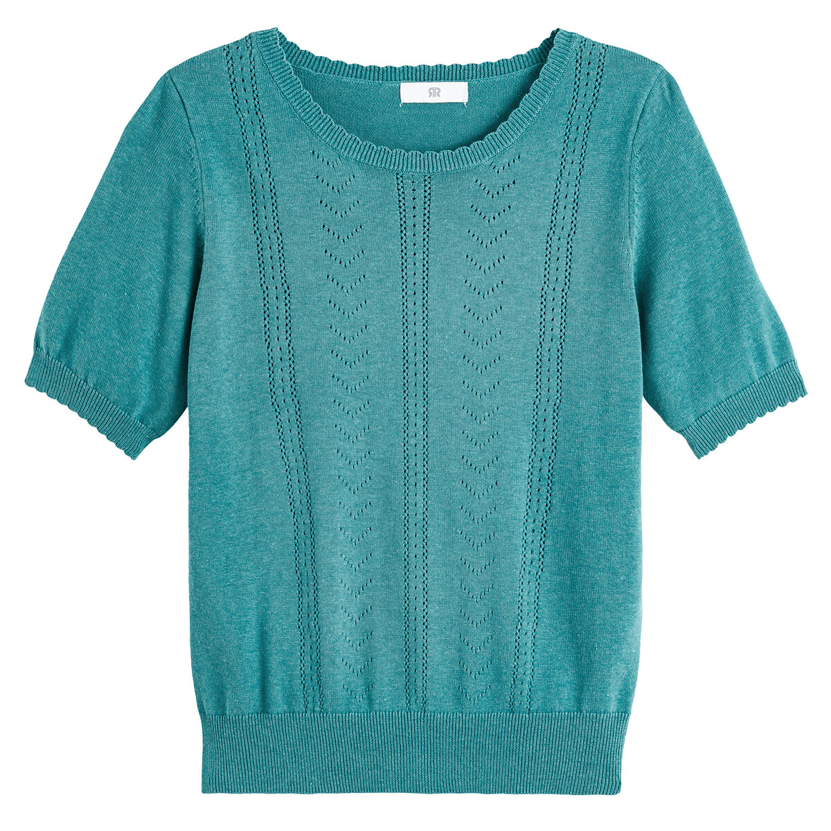 Пуловер LA REDOUTE COLLECTIONS с короткими рукавами из переработанного хлопка XXL зеленый, размер XXL - фото 5