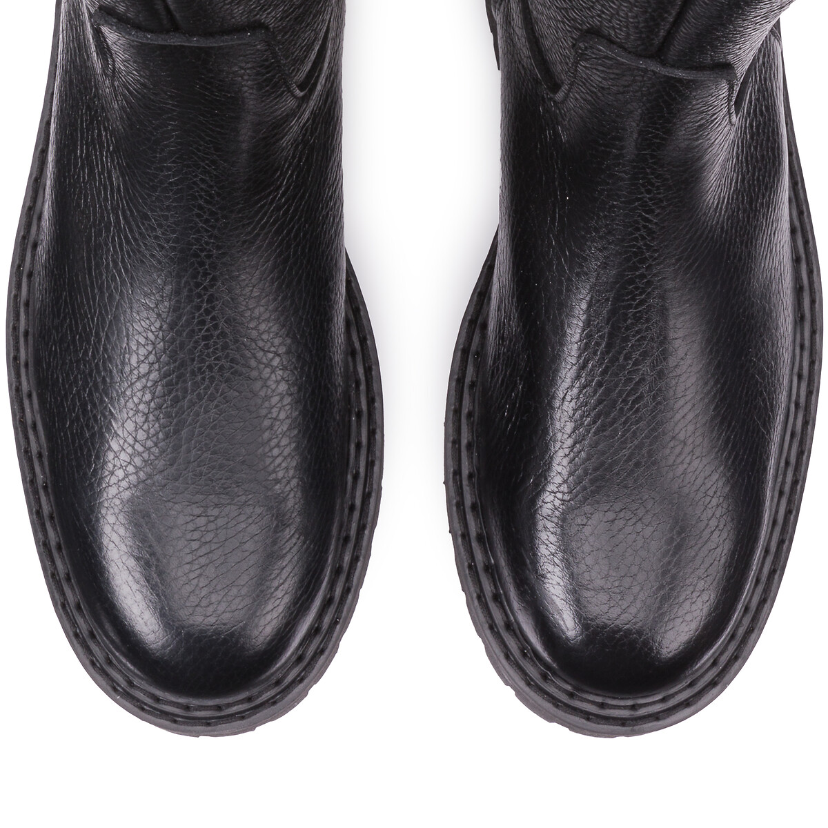 Сапоги-ботфорты Из кожи на низком каблуке 40 черный LaRedoute, размер 40 - фото 3