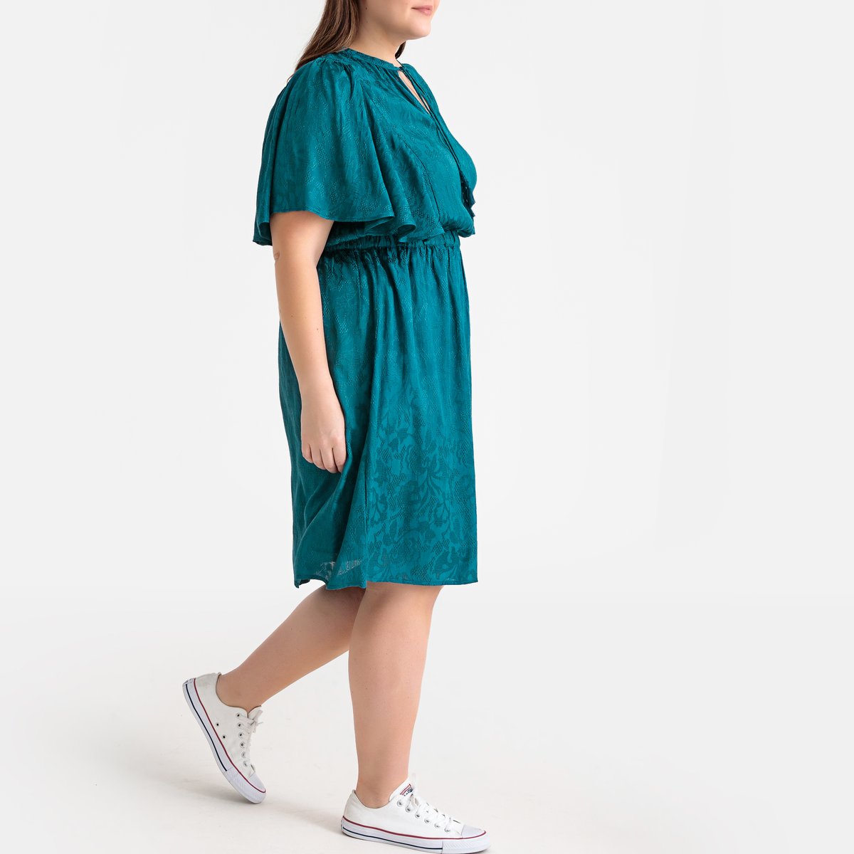 Платье La Redoute Прямое жаккардовое средней длины 46 (FR) - 52 (RUS) синий, размер 46 (FR) - 52 (RUS) Прямое жаккардовое средней длины 46 (FR) - 52 (RUS) синий - фото 2