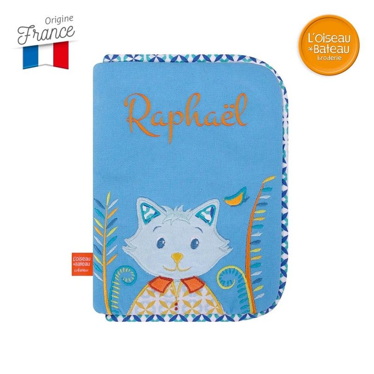 Protège carnet de Santé Chat Botté Brodé Raphaël - L'Oiseau Bateau