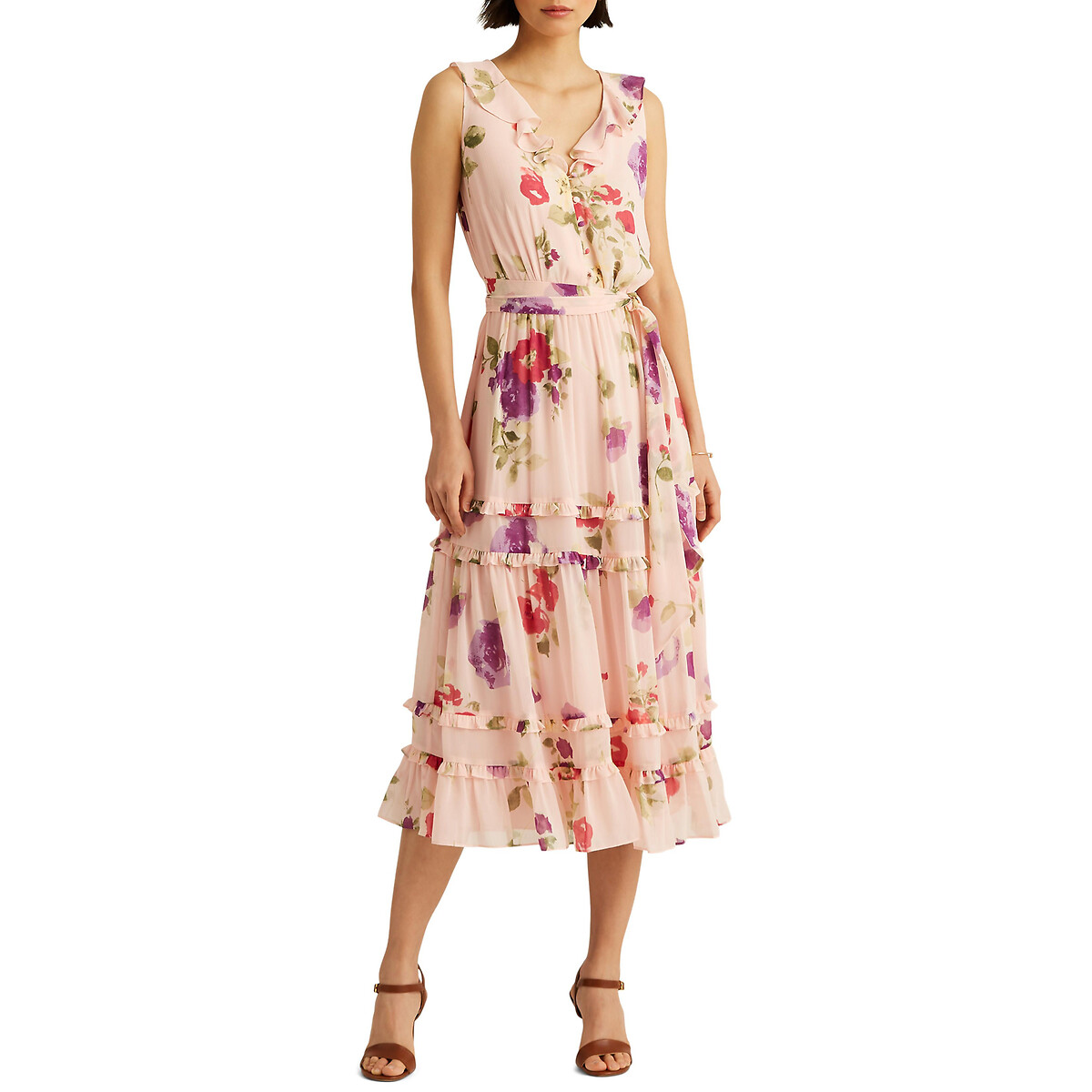 Платье LAUREN RALPH LAUREN С принтом без рукавов XS розовый, размер XS - фото 1