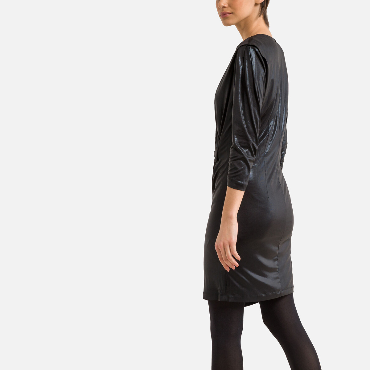 Платье С запахом короткое 48 черный LaRedoute, размер 48 - фото 4