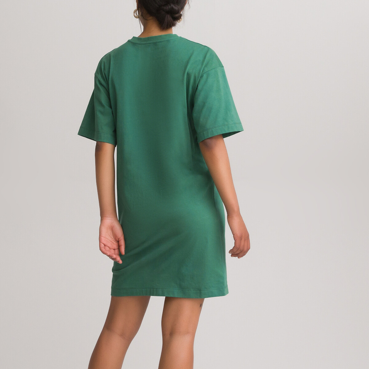 Платье-футболка LaRedoute Короткое круглый вырез XS зеленый, размер XS - фото 4
