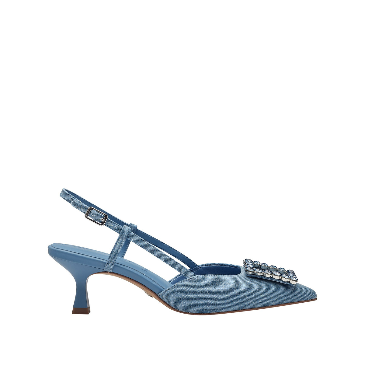 Туфли-лодочки slingback с заостренным мыском  39 синий LaRedoute, размер 39