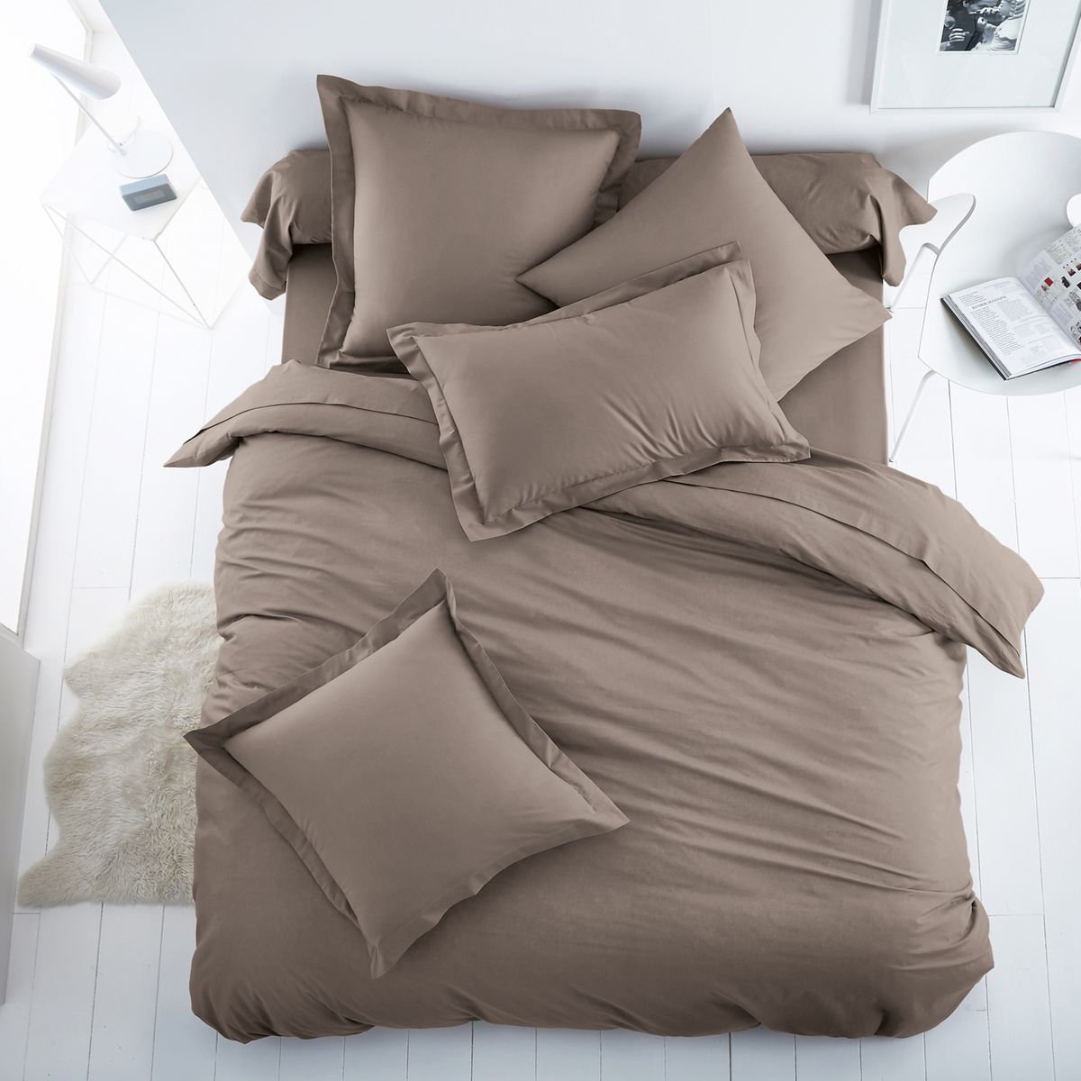Housse de couette unie coton/polyester