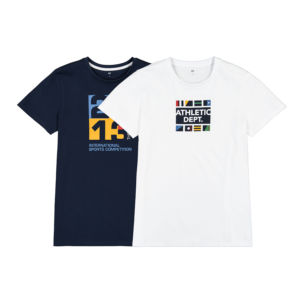 Комплект из двух футболок с Круглым вырезом и принтом спереди 10-18 лет 10 белый LaRedoute, размер 10 - фото 3