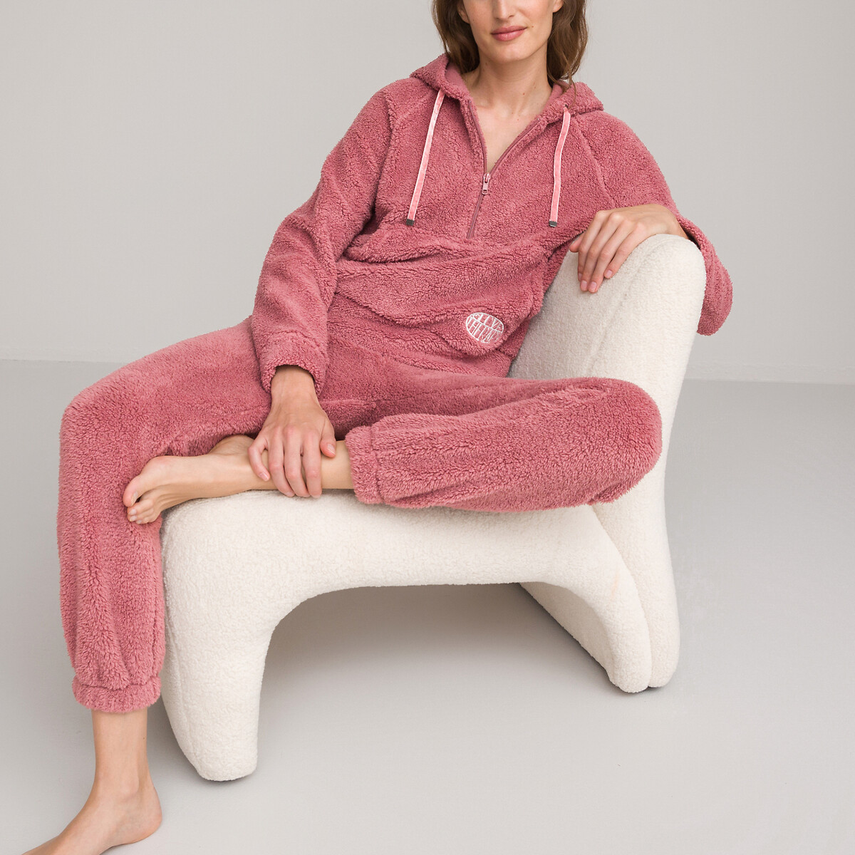 Пижама из флисового трикотажа с капюшоном 38/40 (FR) - 44/46 (RUS) розовый пижама из микрофлиса 38 40 fr 44 46 rus серый