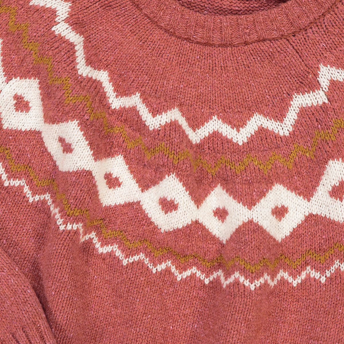 Пуловер LaRedoute С круглым вырезом из тонкого трикотажа жаккард 3-12 лет 6 лет - 114 см розовый, размер 6 лет - 114 см - фото 5