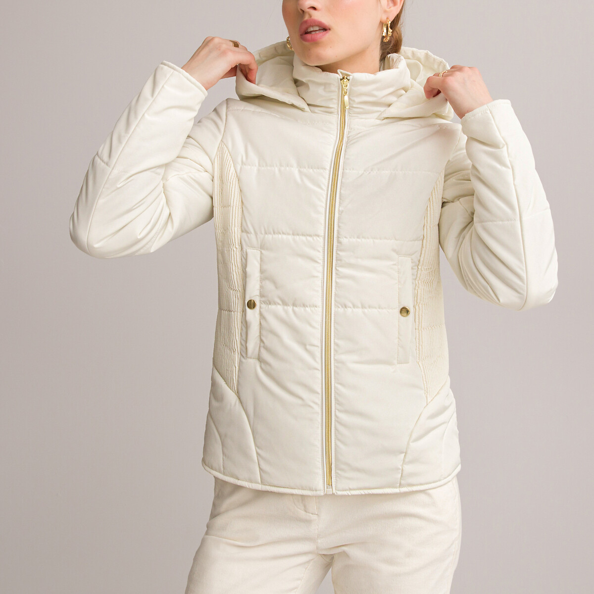 Куртка Стеганая короткая застежка на молнию для зимы 50 (FR) - 56 (RUS) бежевый