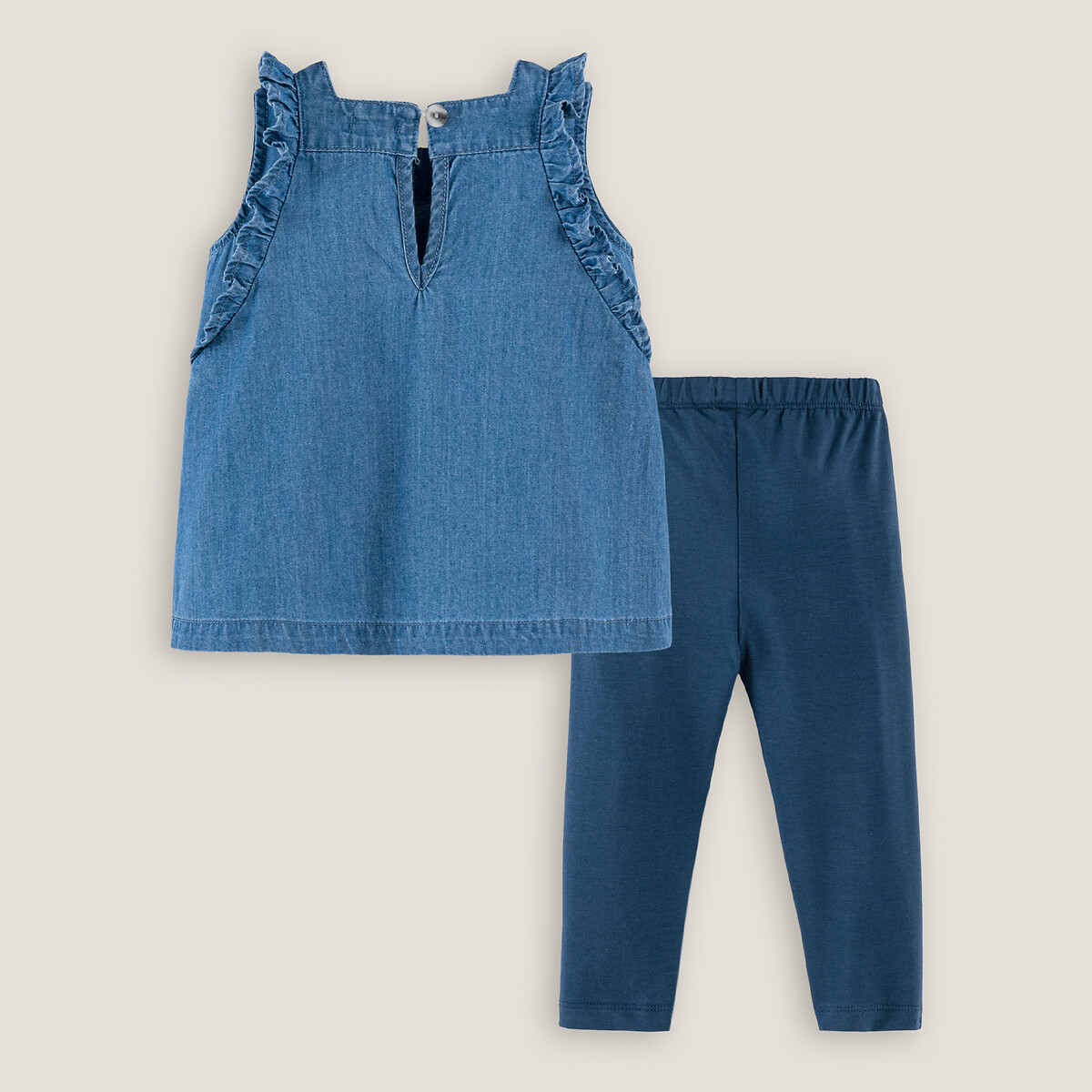 Комплект из двух вещей LA REDOUTE COLLECTIONS Блуза  леггинсы 4 года - 102 см синий, размер 4 года - 102 см - фото 4