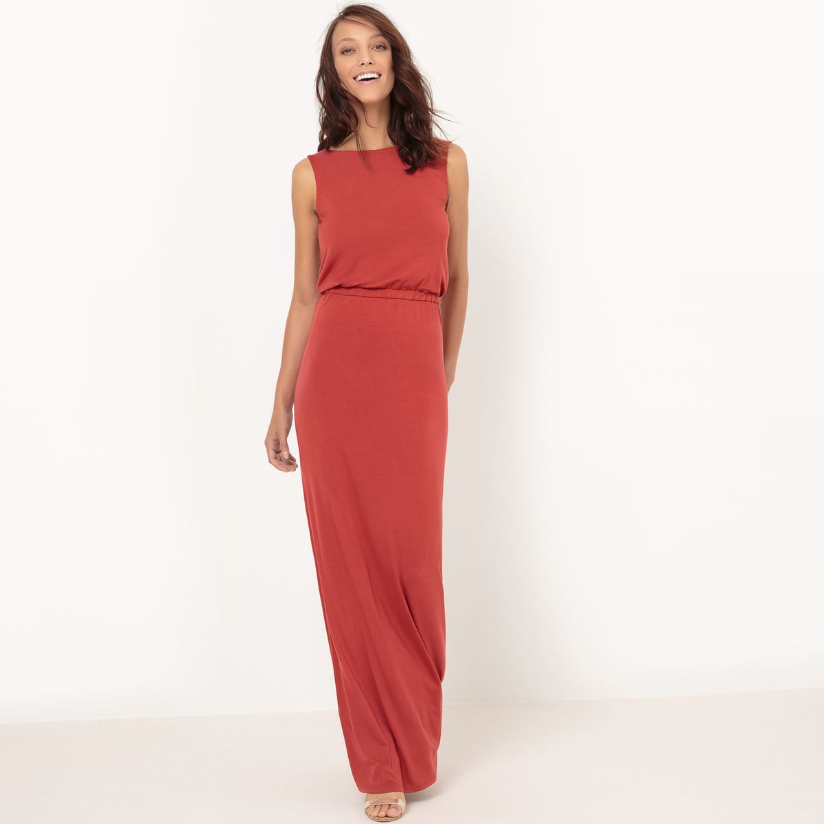 Robe longue en maille, unie