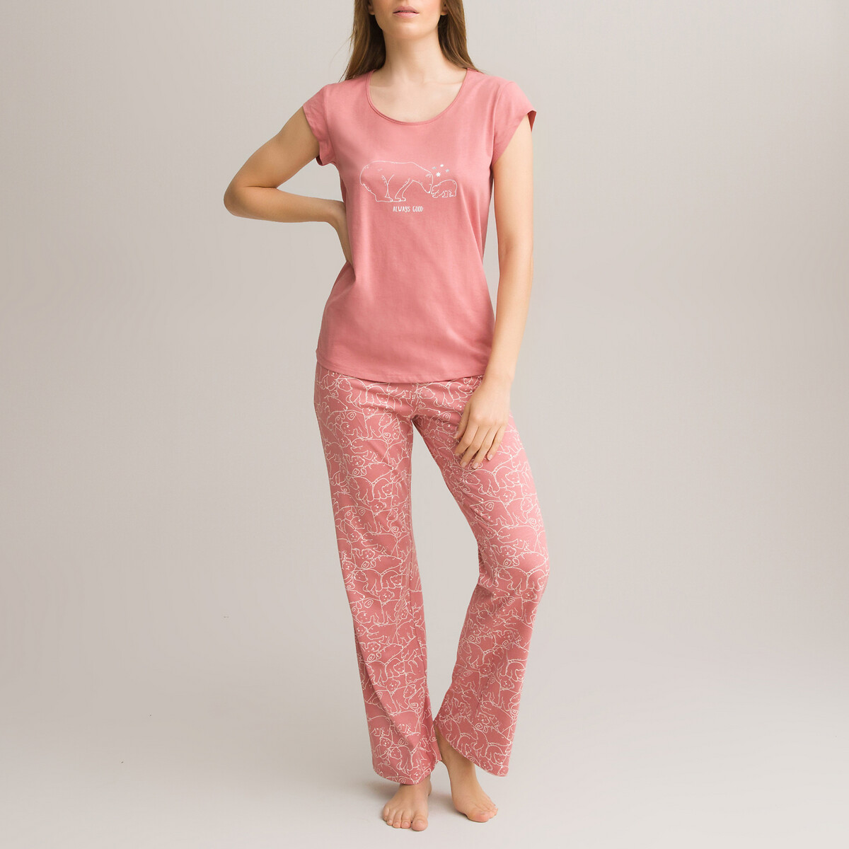 

Пижама LA REDOUTE COLLECTIONS, Розовый, С рисунком медведь трикотаж 100 хлопок 50/52 (FR) - 56/58 (RUS) розовый
