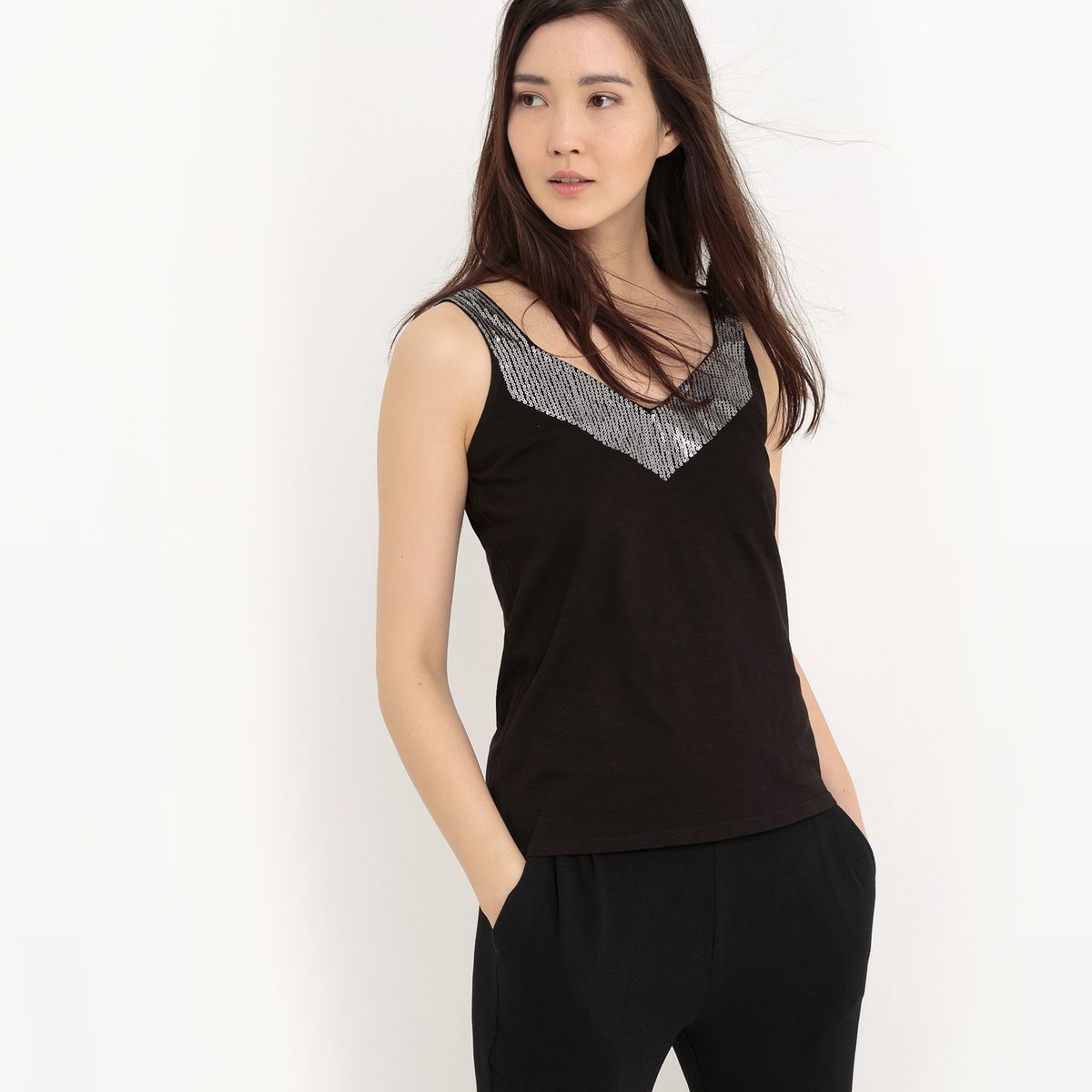 Débardeur avec plastron sequin