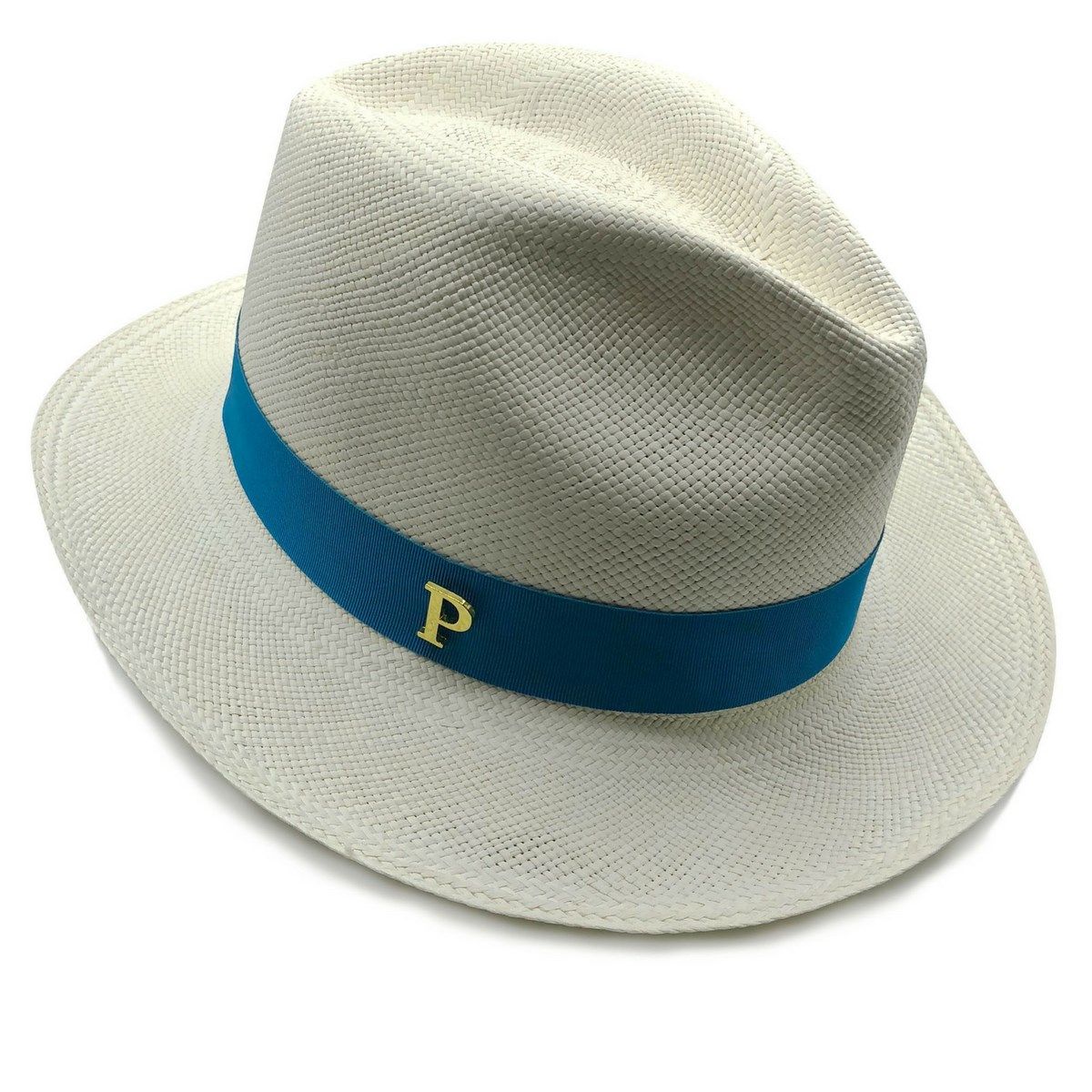 Chapeau Panama en paille écrue ruban interchangeable Linéa azur