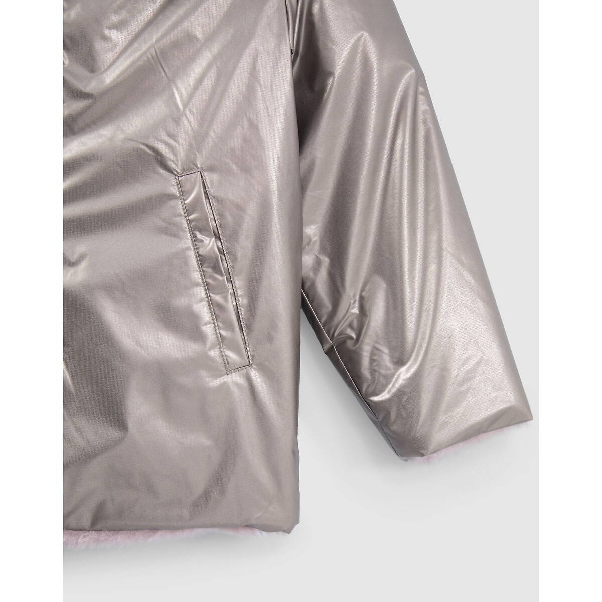 Куртка Стеганая с капюшоном с металлическим отливом 6 лет - 114 см розовый LaRedoute, размер 6 лет - 114 см - фото 5