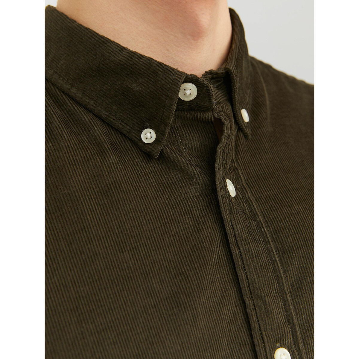 Рубашка Однотонная из велюра Jjeclassic L зеленый LaRedoute, размер L - фото 3