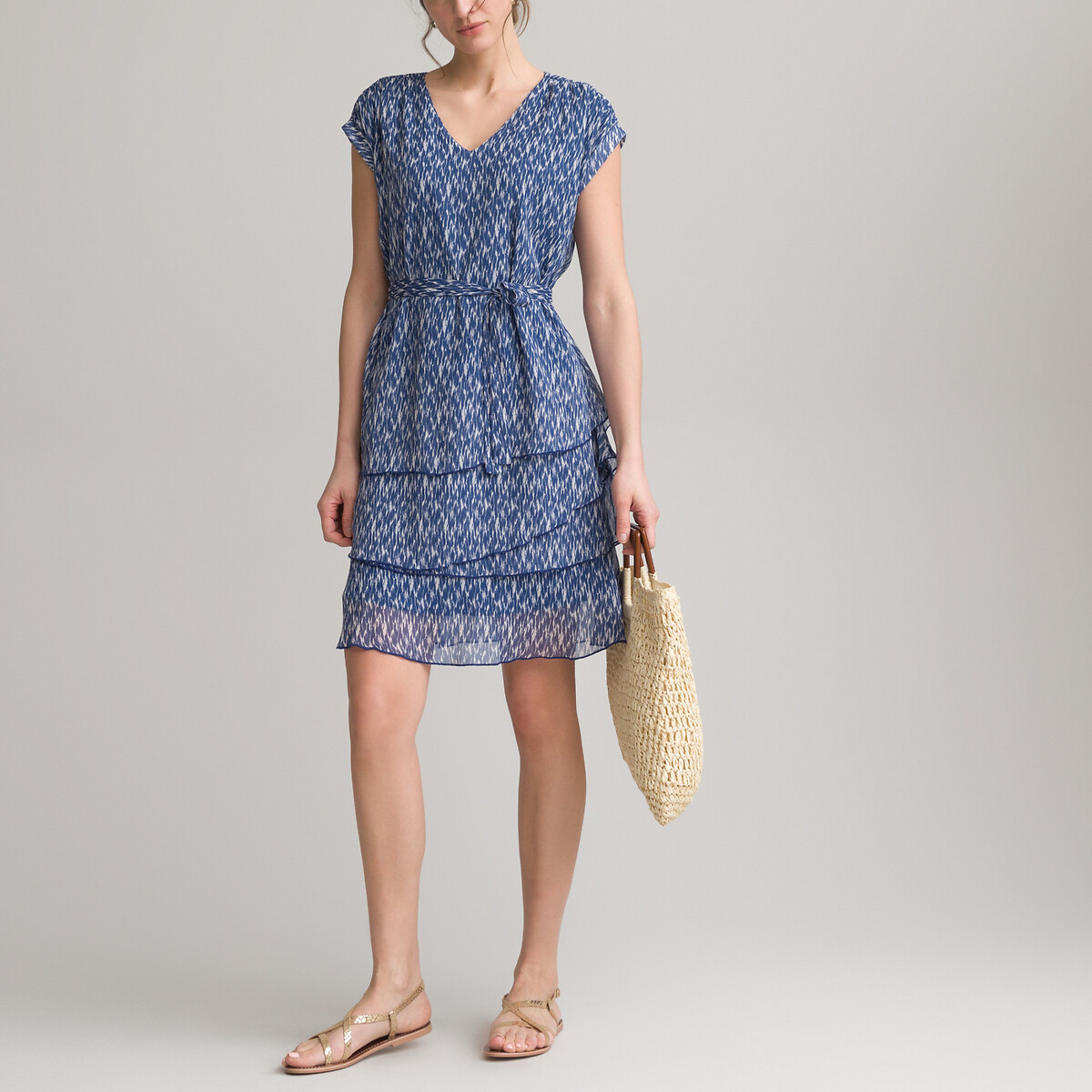 Платье-миди ANNE WEYBURN Расклешенное с рисунком и короткими рукавами 58 синий, размер 58 - фото 2