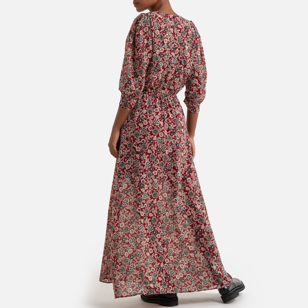 Платье La Redoute С принтом длинное из вуали 38 (FR) - 44 (RUS) красный, размер 38 (FR) - 44 (RUS) С принтом длинное из вуали 38 (FR) - 44 (RUS) красный - фото 3