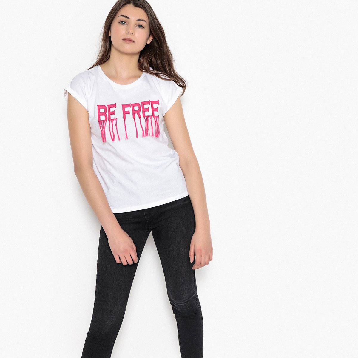 

Футболка La Redoute, Белый, С надписью BE FREE и бахромой 10 белый