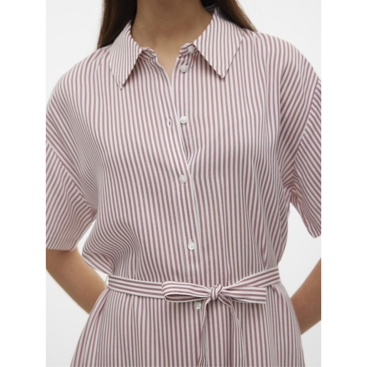 Платье-рубашка в полоску с завязками  M розовый LaRedoute, размер M - фото 2