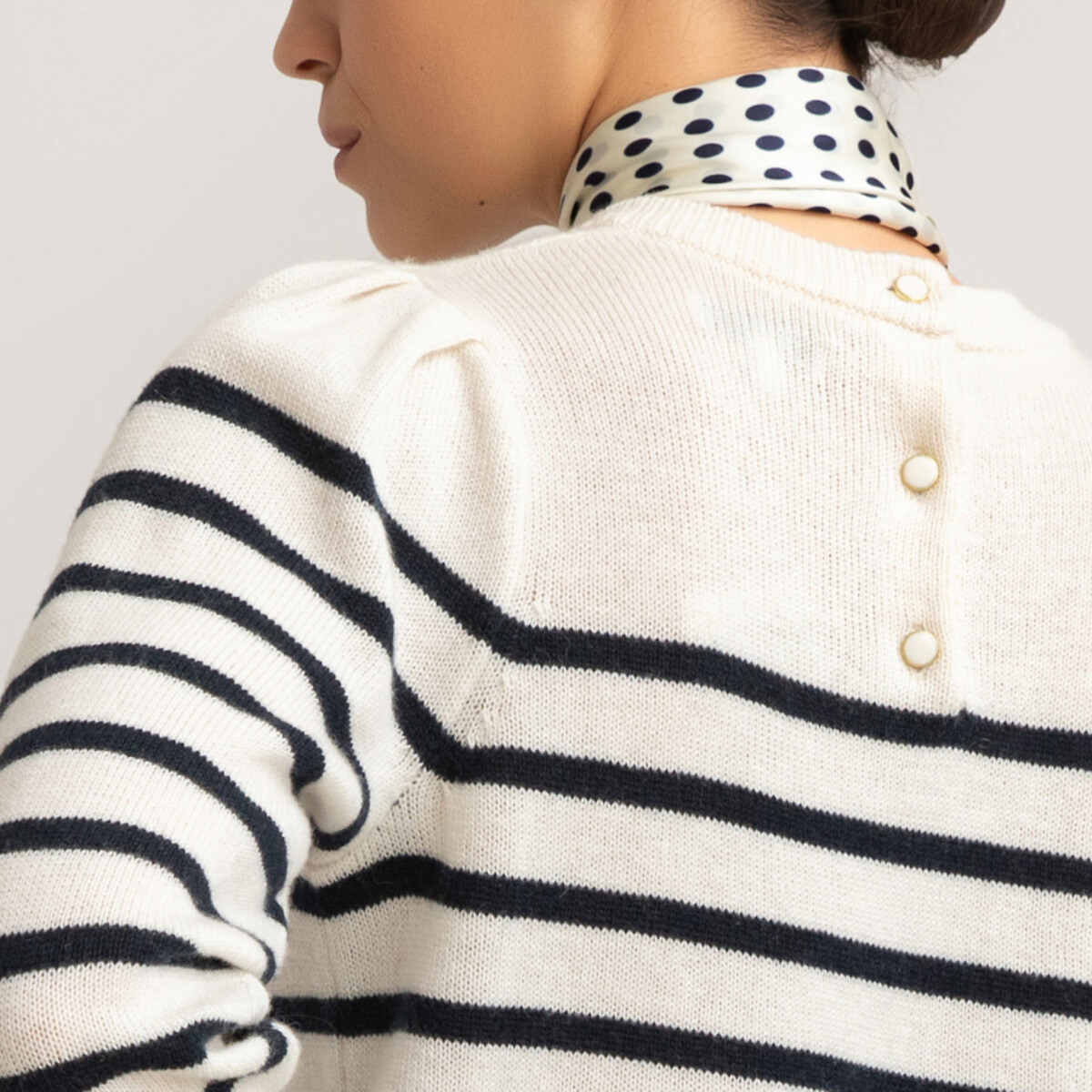 Пуловер LaRedoute С полоску в морском стиле из полушерстяной ткани M белый, размер M - фото 3