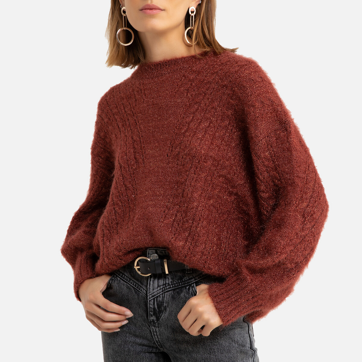 Пуловер La Redoute Из плотного трикотажа круглый вырез M/L красный, размер M/L Из плотного трикотажа круглый вырез M/L красный - фото 1