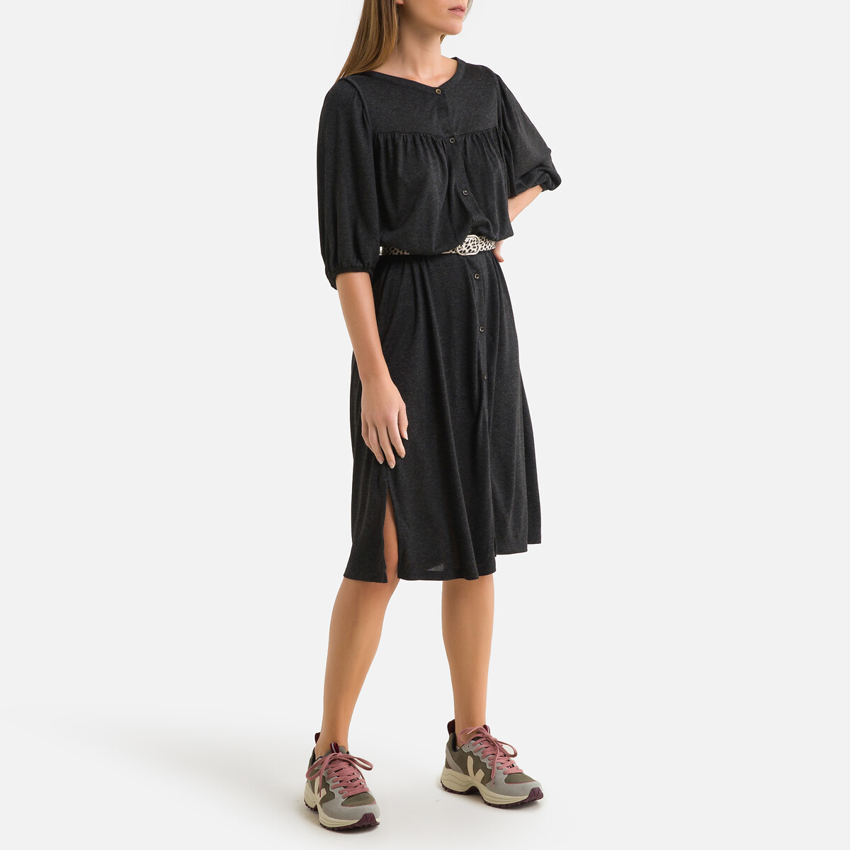 Платье SESSUN С объемными рукавами на пуговицах JIL XS черный, размер XS - фото 2