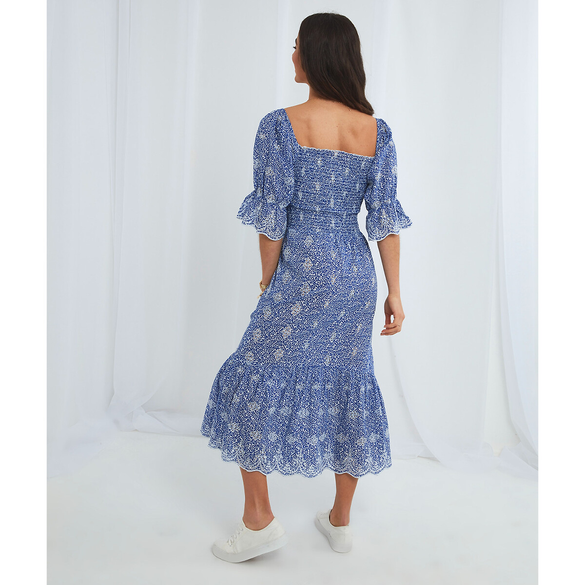 Платье JOE BROWNS С верхом со сборками и принтом длина миди 50 синий, размер 50 - фото 2