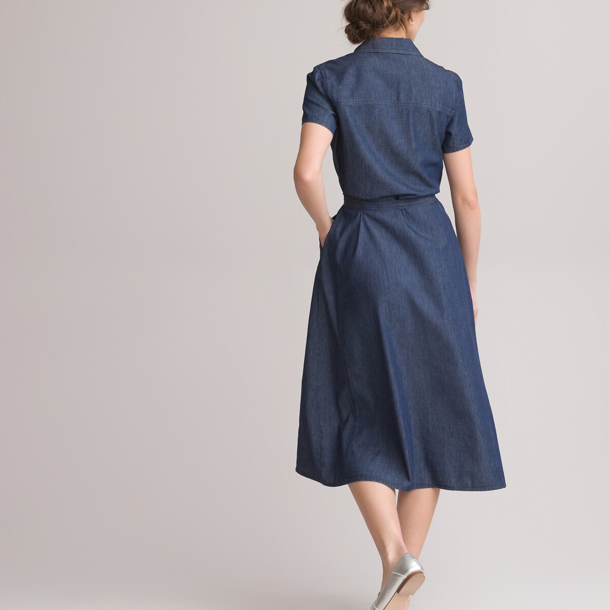 Платье-миди ANNE WEYBURN Прямое из денима короткие рукава 46 синий, размер 46 - фото 4
