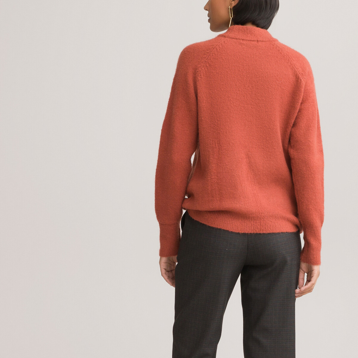 Пуловер LaRedoute Базовый с воротником-стойкой M красный, размер M - фото 4