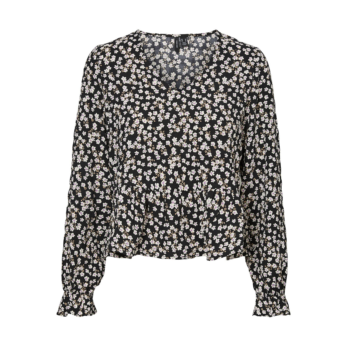 Блузка LaRedoute С цветочным принтом и v-образным вырезом S черный, размер S - фото 5
