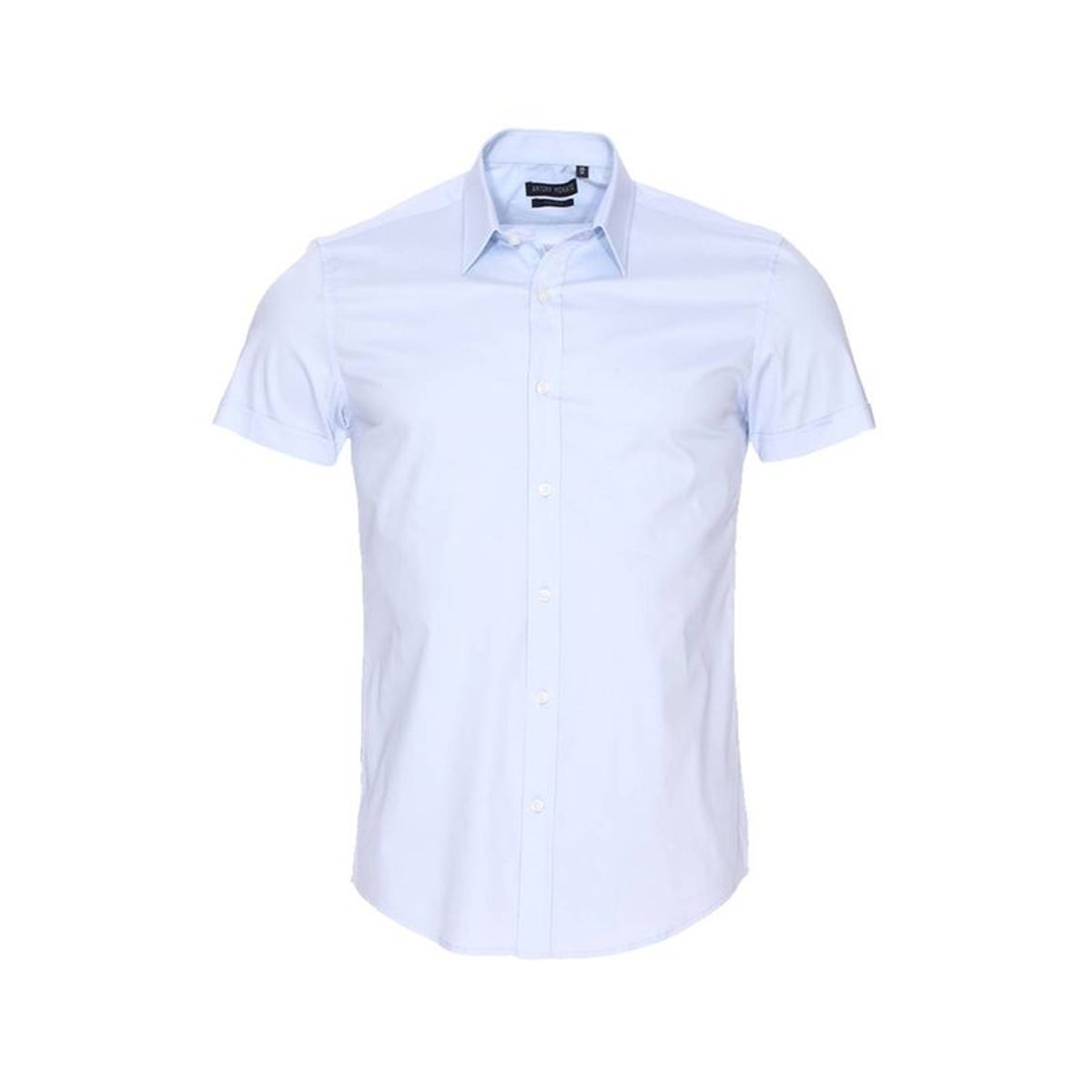 Chemise super slim manches courtes en coton stretch ciel