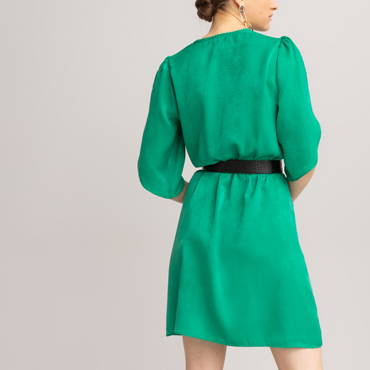 Платье LaRedoute Короткое с запахом короткие рукава 36 (FR) - 42 (RUS) зеленый, размер 36 (FR) - 42 (RUS) Короткое с запахом короткие рукава 36 (FR) - 42 (RUS) зеленый - фото 4