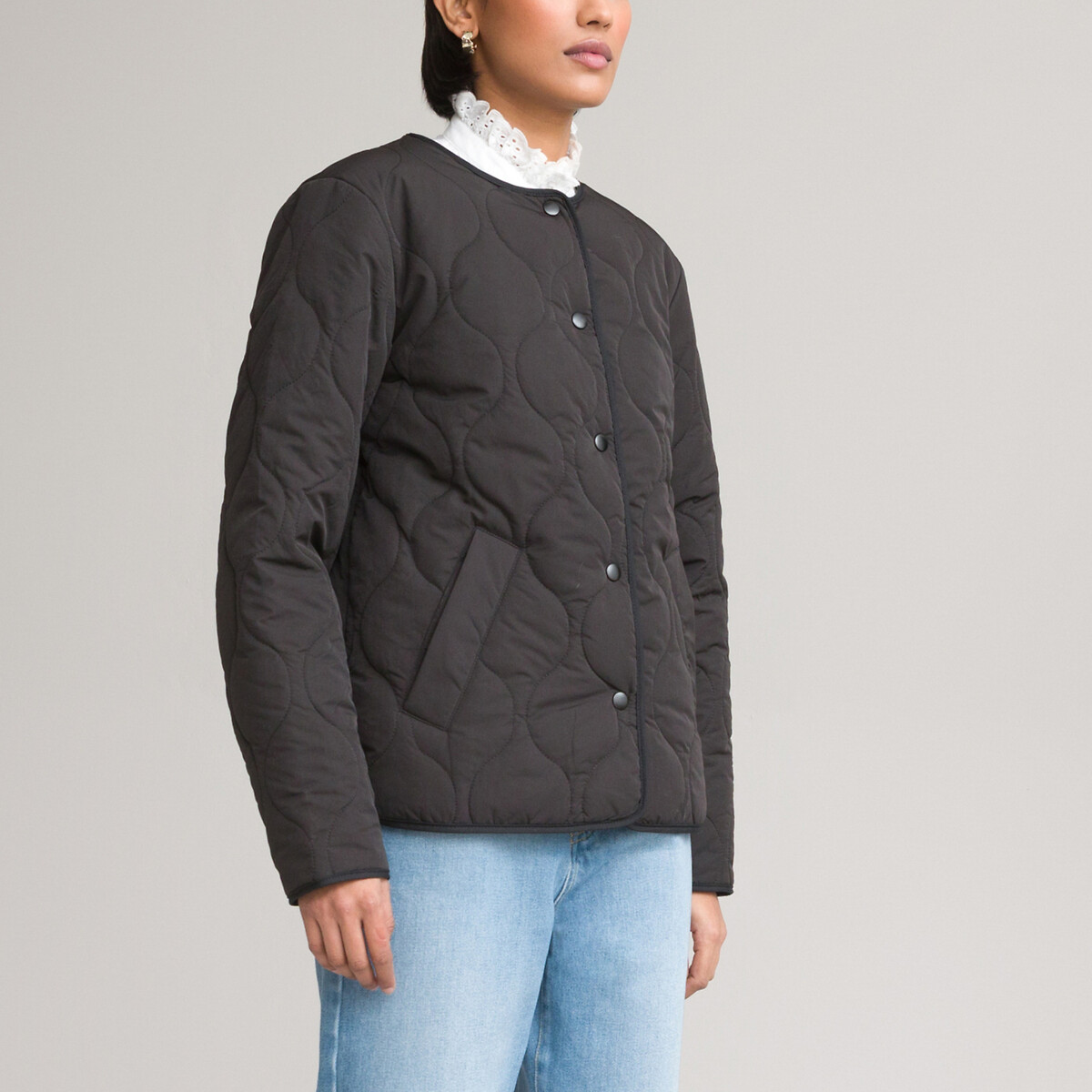 Куртка Стеганая легкая короткая с застежкой на кнопки 42 (FR) - 48 (RUS) черный