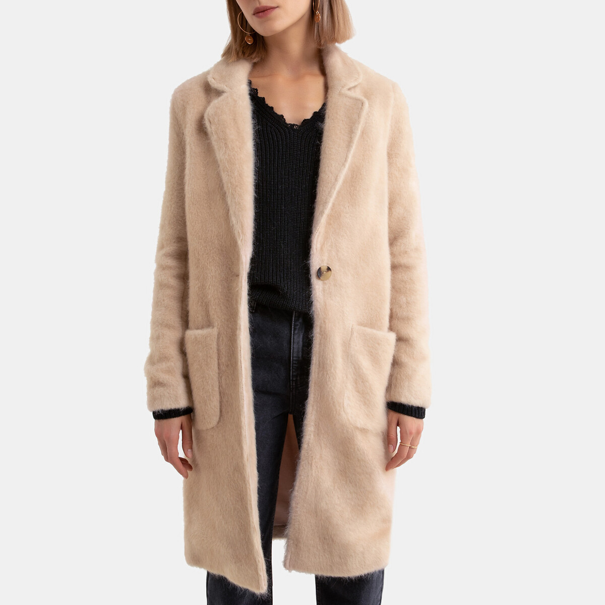 

Пальто LaRedoute, Бежевый, Длинное прямое из искусственного меха XL бежевый