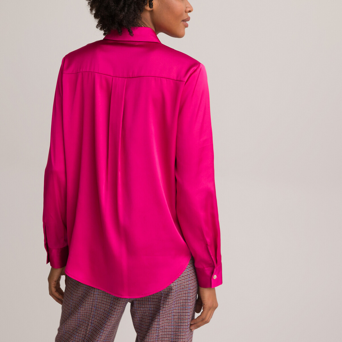 Рубашка С длинными рукавами атласная 48 (FR) - 54 (RUS) розовый LaRedoute, размер 48 (FR) - 54 (RUS) Рубашка С длинными рукавами атласная 48 (FR) - 54 (RUS) розовый - фото 4