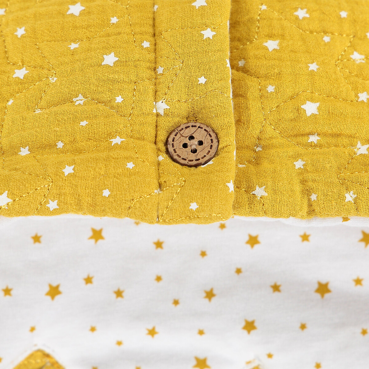 Конверт La Redoute Для новорожденного с капюшоном с рисунком из газовой хлопчатобумажной ткани единый размер желтый - фото 4